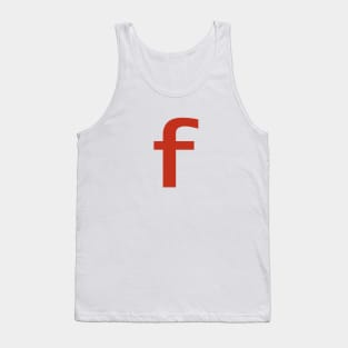 Letter f in Red Text Minimal Typography Tank Top